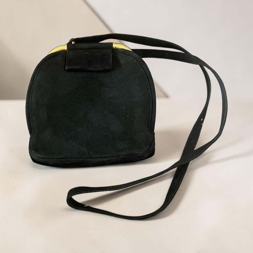 Donna Karan New York Vintage Black Suede Frame Handbag. Also in Green - Picture 2 of 6